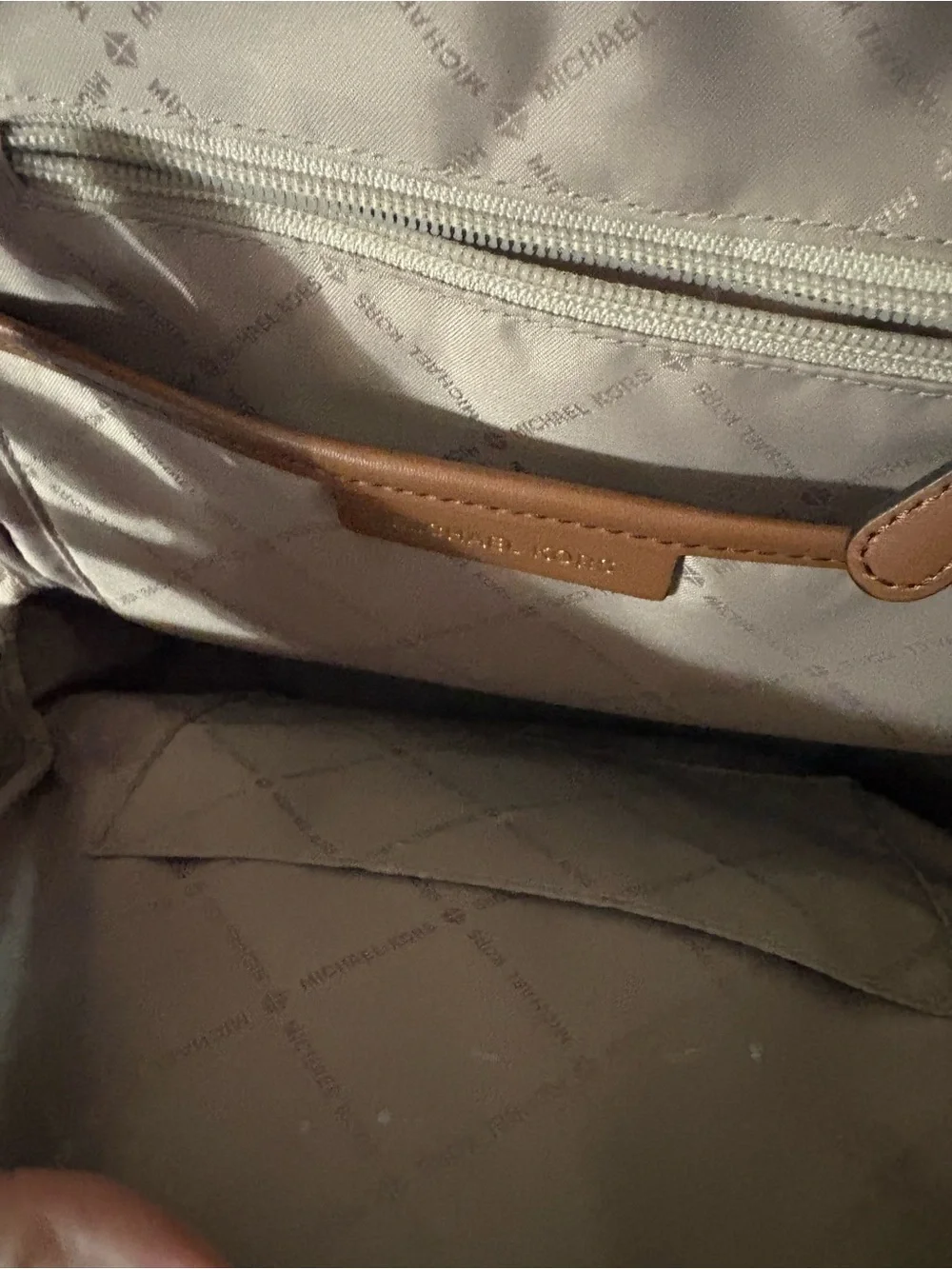Michael Kors Cream Logo Studded Backpack with Gold Hardware